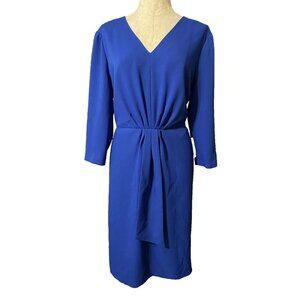Tahari Levine Dress Cobalt Blue 8P 8 P Career Church Party 3/4 Sleeve V Neck